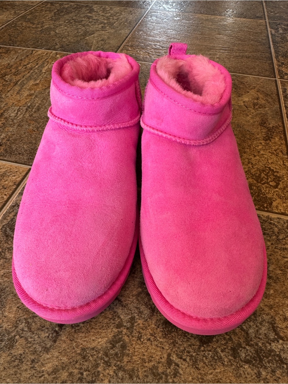 UGG Classic Ultra Mini Pull-On Suede Boots- Pink, Women’s Size 8